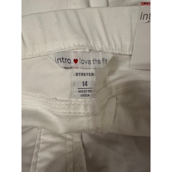 Intro Love Women's White Stretch Tommy Control Waist Pull On Cropped Pant 14 NWT - Picture 3 of 5
